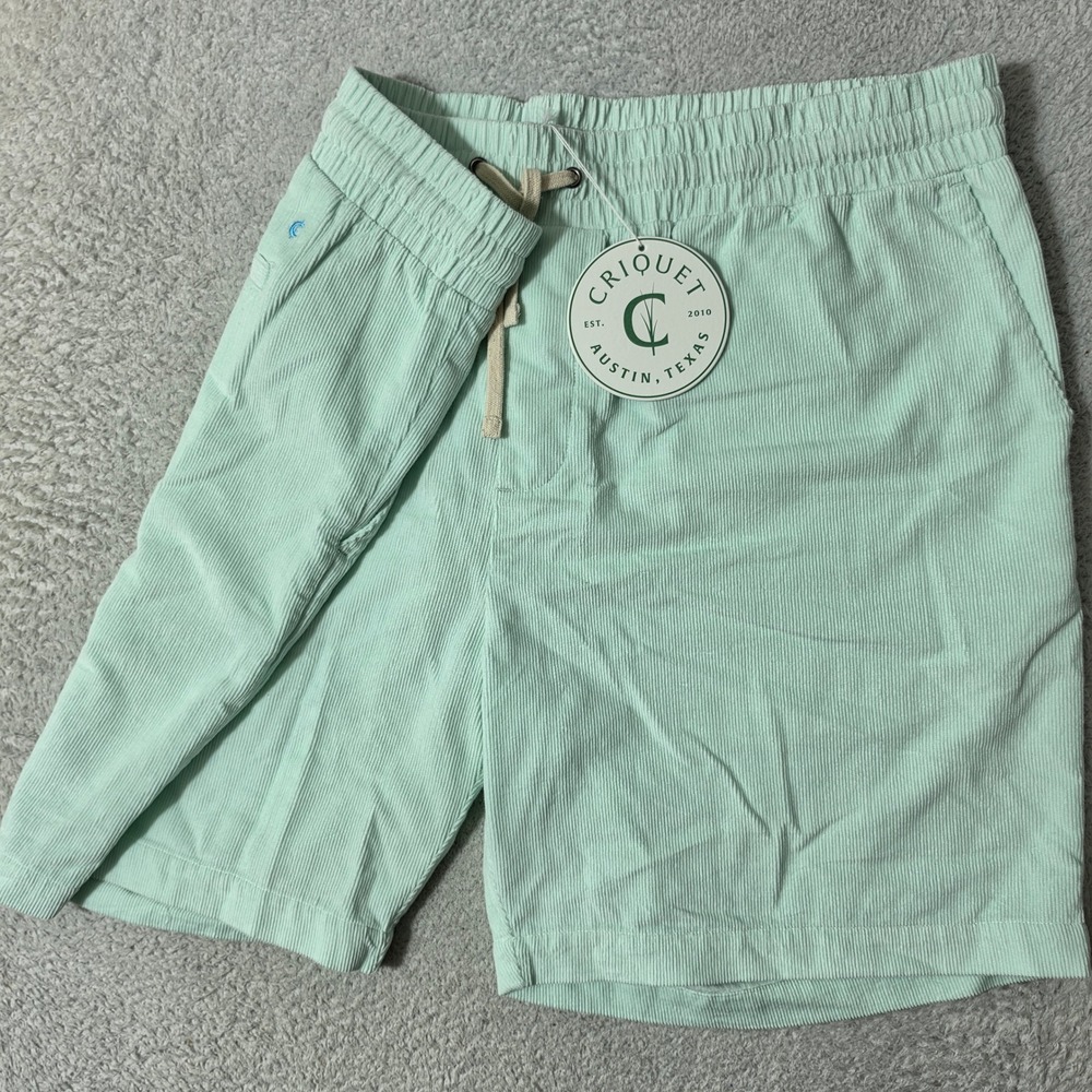 NEW Criquet Shorts Mens XXL Mint Green Corduroy 38/7 Drawstring Elastic Waist